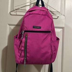 Vera Bradley backpack, solid pink, acorn interior.